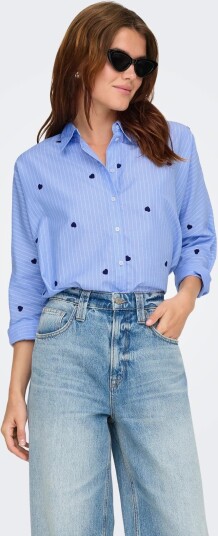 ONLY Onlnew Lina Grace Str Emb Shirt Noos Wvn Blue S