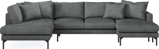 Menard 4 seters Venstrevendt Stor U formet Dyp Sofa med Divan og Sjeselong i Manchester   Grå