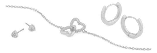 Snö of Sweden Maine smykkesett med armbånd og øredobber i forsølvet messing med zirkonia