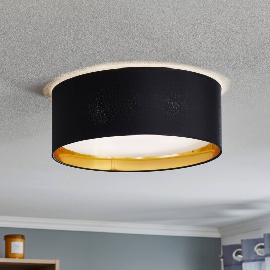 TK Lighting Bilbao taklampe svart/gull Ø 45 cm