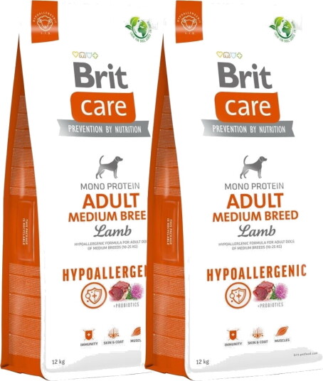 Brit Care Dog Adult Medium Breed Hypoallergenic Lamb 2X12 kg