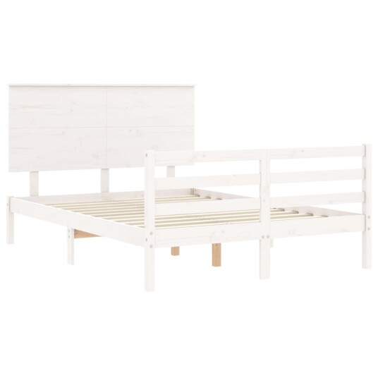 vidaXL Sengeramme med hodegavl hvit 140x200 cm heltre