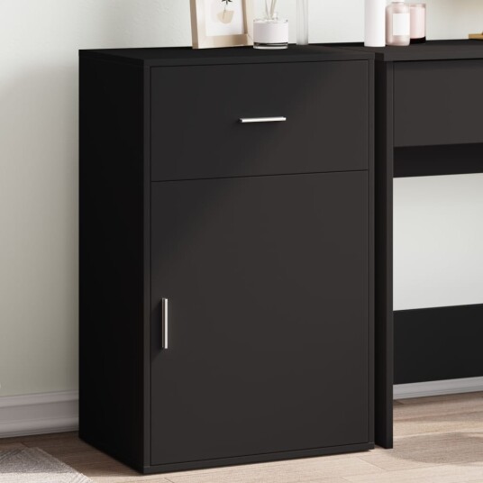 Oppbevaringsskap svart 56,5x39x90 cm konstruert tre