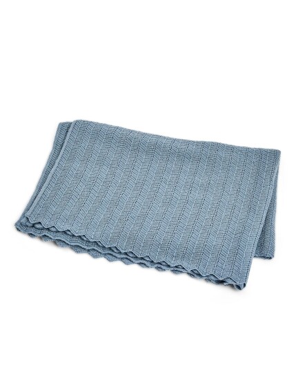 Smallstuff Babyteppe fiskebein merinoull   Blå   80x100 cm 70007 84