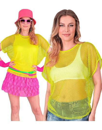 Gul UV Neon Fishnet T Skjorte til Dame Gul UV Neon Fishnet T Skjorte til Dame