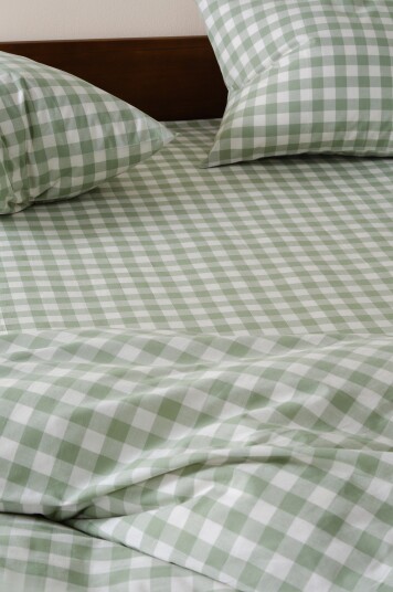 Jotex Stretchlaken Økologisk Grågrønn/hvit LAUREN 19308890823
