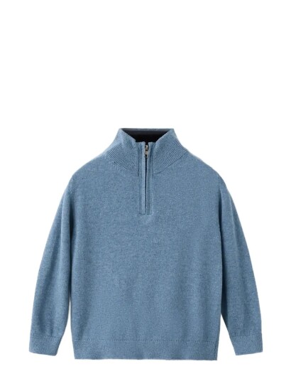 Mango Perkins Neck Sweater Blue 2 3