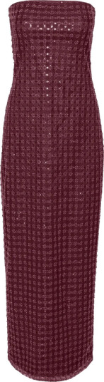 ROTATE Birger Christensen Beaded Maxi Tube Dress Burgundy 38