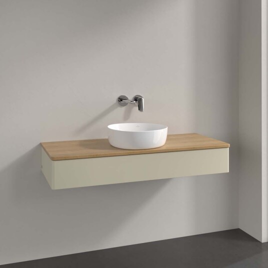 Villeroy & Boch Antao Servantskap med 1 skuff 120x50x19 cm u/lys Grå Matt/Eik Villeroy & Boch Antao Servantskap med 1 skuff 120x50x19 cm u/lys Grå Matt/Eik