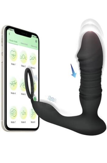 Prostate Massager With Thrusting & App Prostatavibrator med penisring Prostate Massager With Thrusting & App Prostatavibrator med penisring