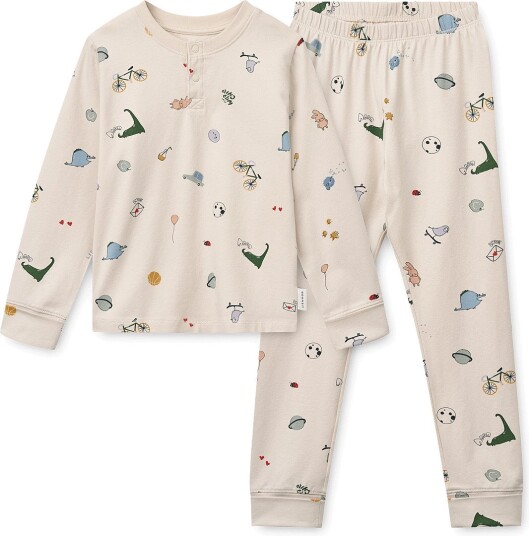 Liewood Wilhelm Grow Printed Pyjamas Set   Beige   122/128