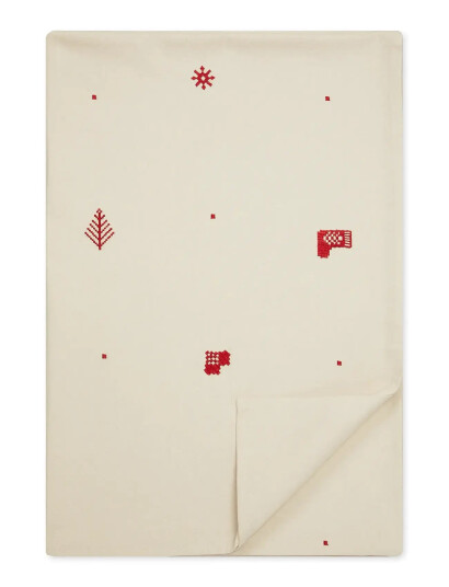 Engholm Textiles Juledug Julia Broderet Cream 140X270