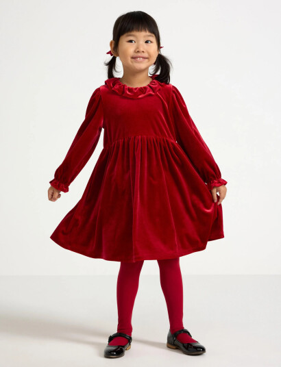Lindex Langermet Kjole I Fløyel Red 98