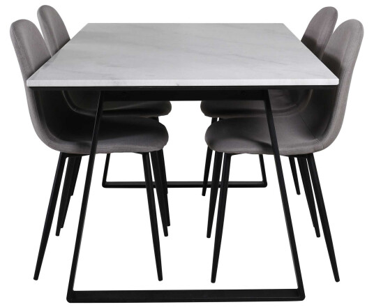 Venture Design Estelle & Polar spisegruppe Hvit/grå 4 st stoler & bord 140 x 90 cm