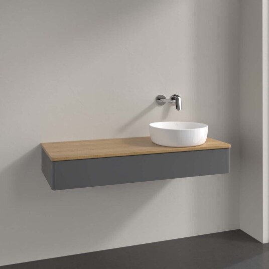 Villeroy & Boch Antao Servantskap med 1 skuff 120x50x19 cm m/lys Antrasitt/Eik Villeroy & Boch Antao Servantskap med 1 skuff 120x50x19 cm m/lys Antrasitt/Eik