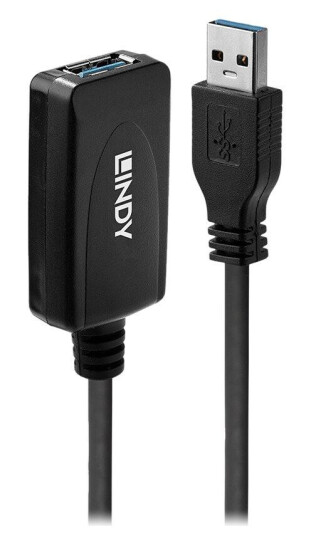 Lindy USB 3.2 Gen 2 Aktiv Forlenger 5m Hunkjønn Sort