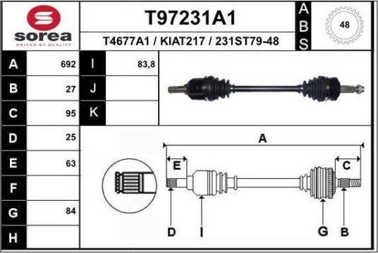 EAI T97231A1 Drivaksel EAI T97231A1 Drivaksel