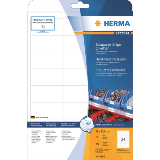 HERMA Weatherproof film labels A4 66 x 33.8 mm white extremely strong adhesion