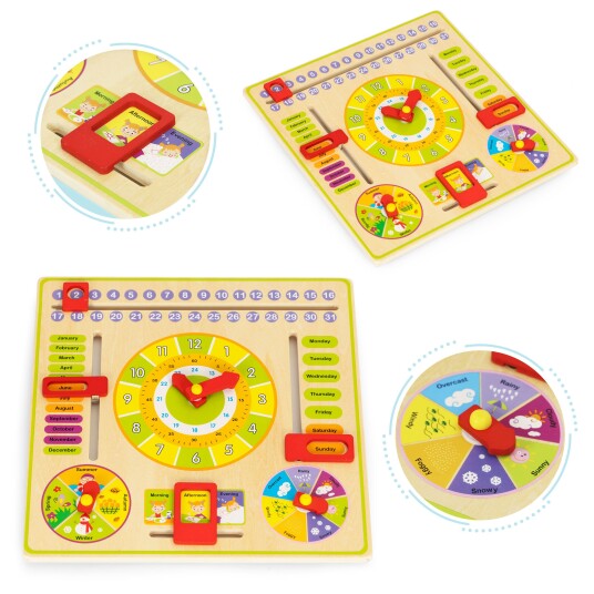 Trebord utdanning manipulativ kalender klokke ECOTOYS Trebord utdanning manipulativ kalender klokke ECOTOYS