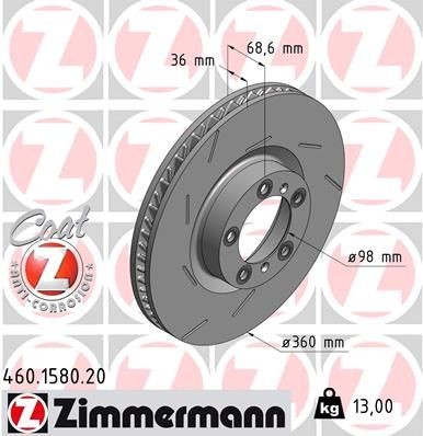 Bremseskive ZIMMERMANN 460.1580.20