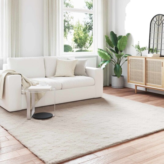 Kunstpels Kanin Teppe Olite Beige 200 x 200 cm Polyester