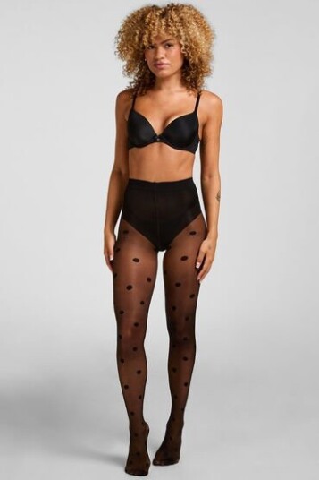Hunkemöller Strømpebukse 15 Denier Prikker Svart