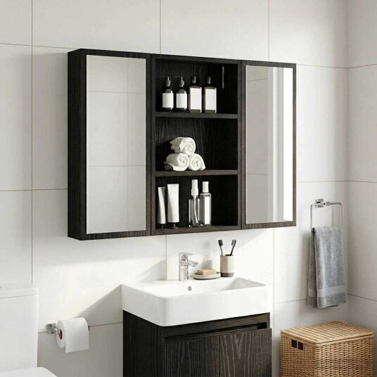  Baderom veggskap Svart Eik 40 x 10 x 60,5 cm Konstruert tre