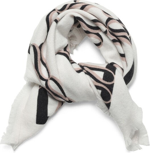 Malina Monogram Cashmere Scarf Cream ONE SIZE