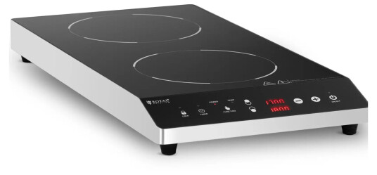Royal Catering Induksjonsplate  2 x 22 cm  60 til 260°C  timer 10011748