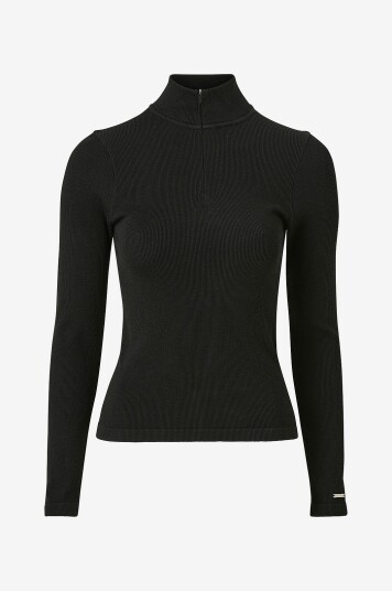 Aim'n Topp Ribbed Wool Half Zip Svart