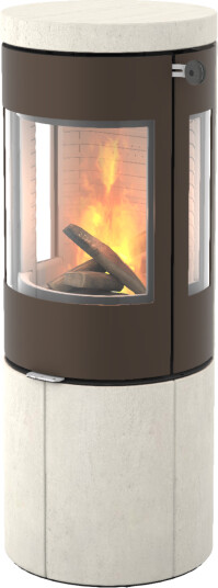 Rais Juno L 120 med Portostone  mocca vedovn med sideglass og ståldør