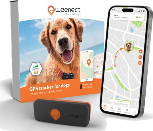 Weenect Gps-Tracker Xs For Hunder Uten Halsbånd Svart Med Universelt Deksel