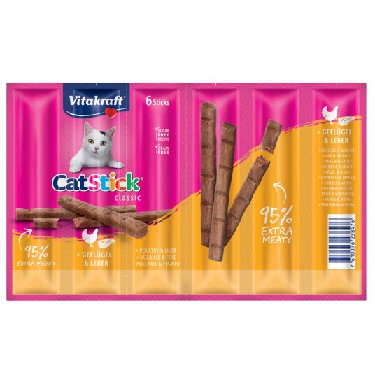 Vitakraft Cat Stick Classic Mini Fjærkre & Lever (6 X 6 G)