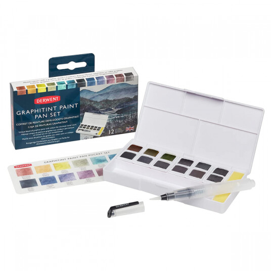 Derwent Graphitint Paint Pan Set 12 halvkopper Derwent Graphitint Paint Pan Set 12 halvkopper