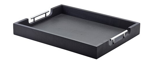 Solid Sort Butlersbakke Med Metal Håndtag 50 x 39.5cm Solid Sort Butlersbakke Med Metal Håndtag 50 x 39.5cm