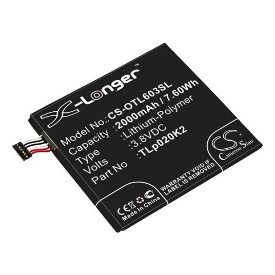 Alcatel OT-6039S batteri (2000 mAh 3.8 V, Sort)