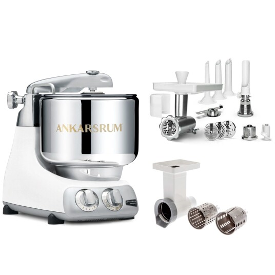 Ankarsrum Assistent Kjøkkenmaskin large tilbehørspakke glossy white Ankarsrum Assistent Kjøkkenmaskin large tilbehørspakke glossy white