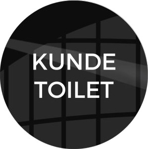 Skilt "Kunde Toilet" Ø10 Cm Aluminium Sort