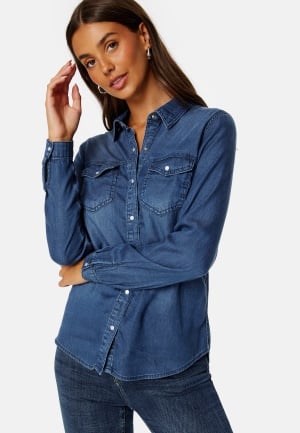 VILA Bista Denim Shirt Dark Blue Denim M VILA Bista Denim Shirt Dark Blue Denim M
