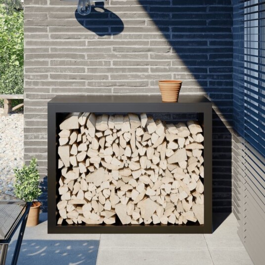 Vedstativ svart 100x40x80 cm stål Vedstativ svart 100x40x80 cm stål