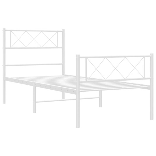 vidaXL Sengeramme i metall med hode- og fotgavl hvit 90x200 cm 8721012191167
