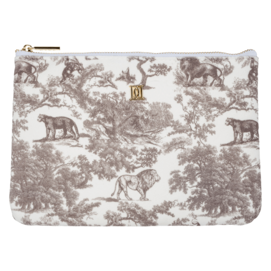 DARK Velvet Small Pouch Warm Taupe Savannah Pattern