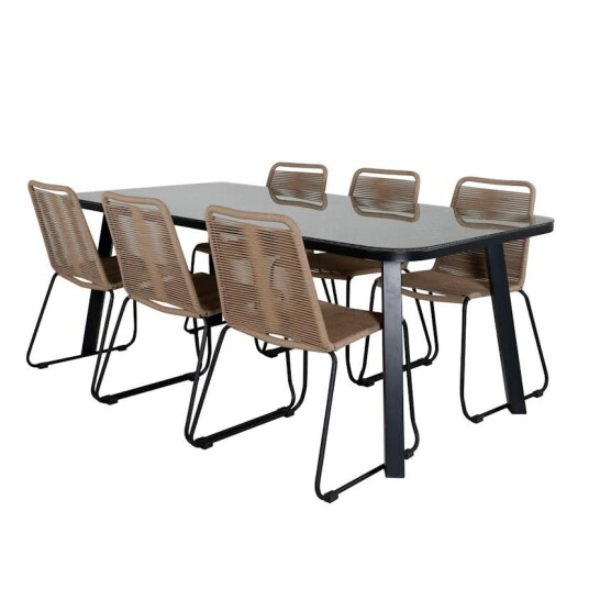 Spisegruppe Venture Home Peoria med 6 Leon Stablebare Spisestoler Spisegruppe Venture Home Peoria med 6 Leon Stablebare Spisestoler