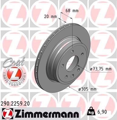 Bremseskive ZIMMERMANN 290.2259.20