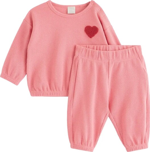 Lindex Set With Waffled Sweatshirt And Trousers Pink 86