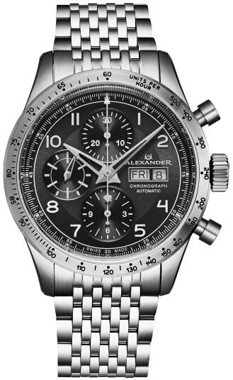 Alexander Herreklokke A450 01 Chronograph Sort/Stål Ø42 mm Alexander Herreklokke A450 01 Chronograph Sort/Stål Ø42 mm