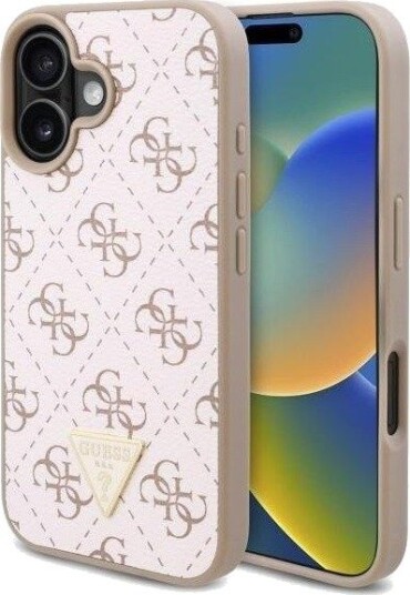 GUESS 4G Triangle Mobildeksel for iPhone 16 - Hvit