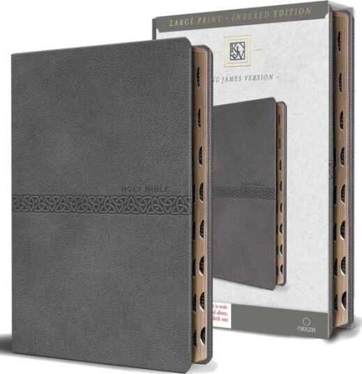 KJV Medium Format Large Print Gray Leathersoft with Index