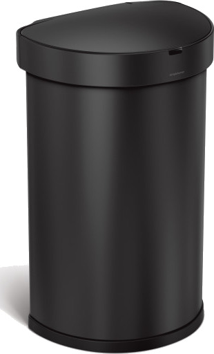 Halvrund søppelbøtte med sensor i svart 45 l Halvrund søppelbøtte med sensor i svart 45 l