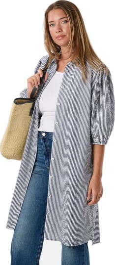 Seaside Marina Seersucker Oversized Shirt W